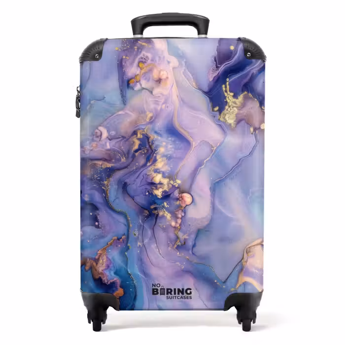 Suitcase - Marble - Dreamy Marble Waves in Purple and Blue