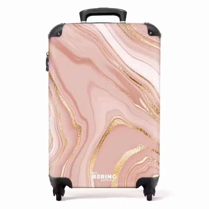 Suitcase - Marble - Pink Marble with Gold Accents