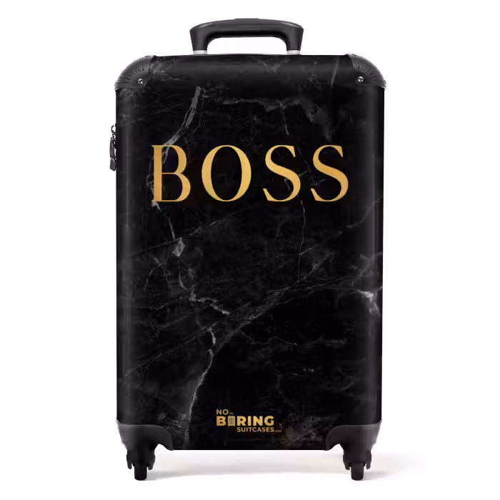 Suitcase - Quotes - Boss - Marble look - Gold - Black